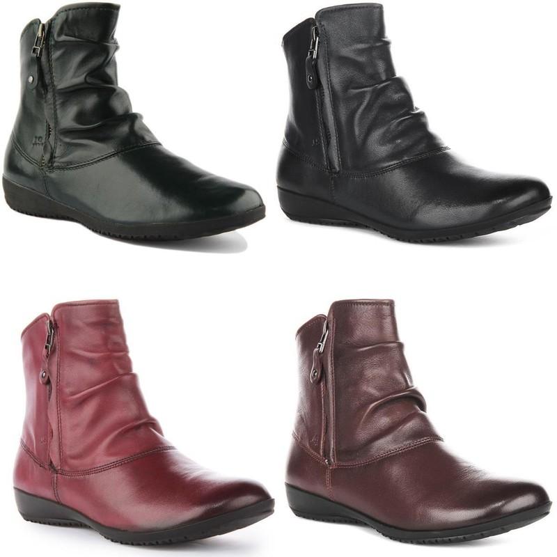 Josef Seibel Naly 24 Soft Leather Ruched Zip Ankle Womens Boot Bordo Size 5 - 10