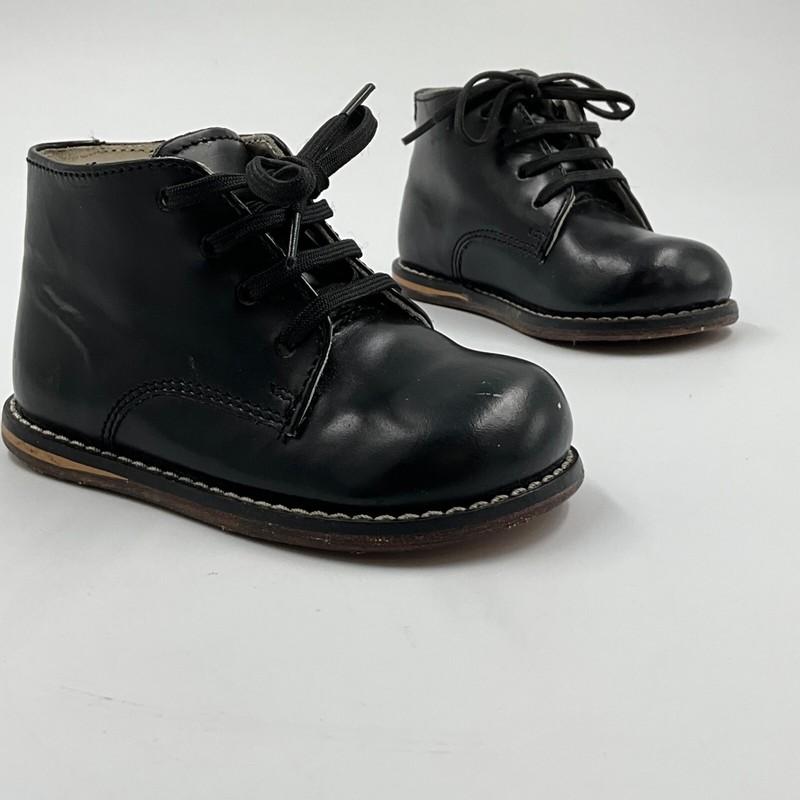 Josmo Walker Shoes - Black Leather Lace Up Casual - Vintage Look - Kids 5.5