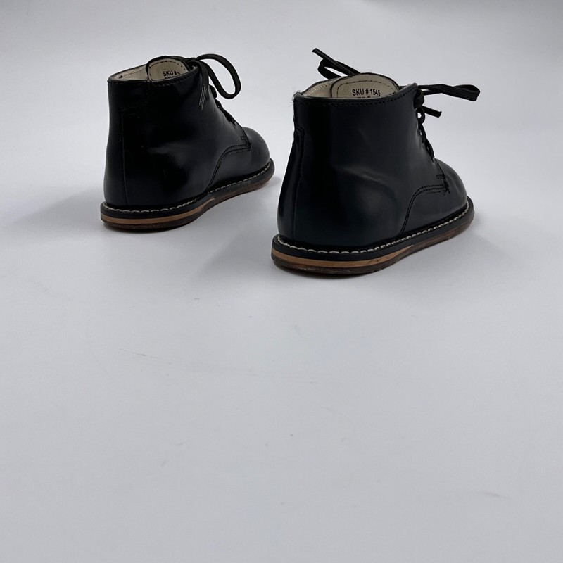 Josmo Walker Shoes - Black Leather Lace Up Casual - Vintage Look - Kids 5.5