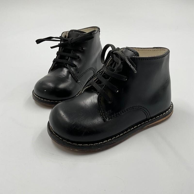 Josmo Walker Shoes - Black Leather Lace Up Casual - Vintage Look - Kids 5.5