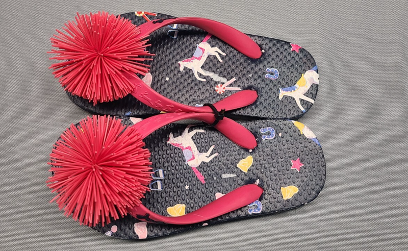 Joules Baby's Girl's Pink Tassel Ponies Flip-Flop Sandals Shoes Size