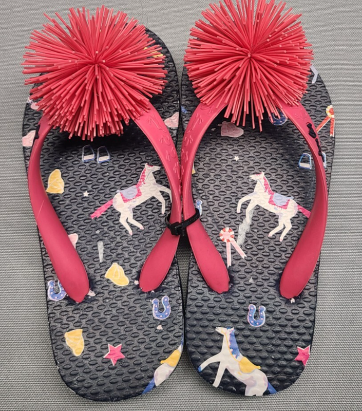 Joules Baby's Girl's Pink Tassel Ponies Flip-Flop Sandals Shoes Size