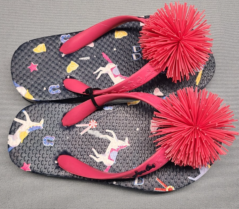 Joules Baby's Girl's Pink Tassel Ponies Flip-Flop Sandals Shoes Size