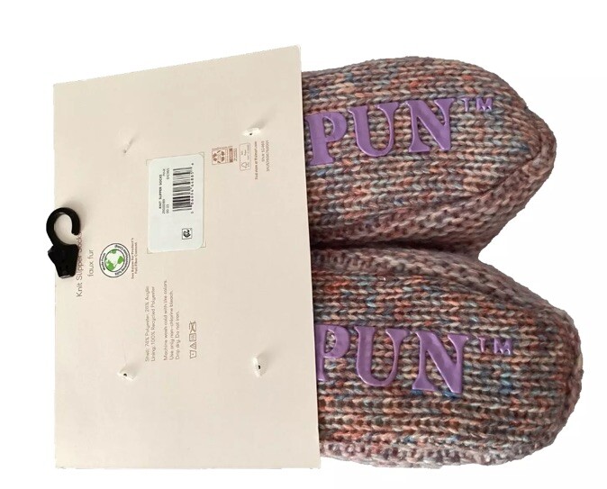 JOYSPUN Pink Knit Faux Fur Lined Bootie Slippers Socks Sz 7-9.5*