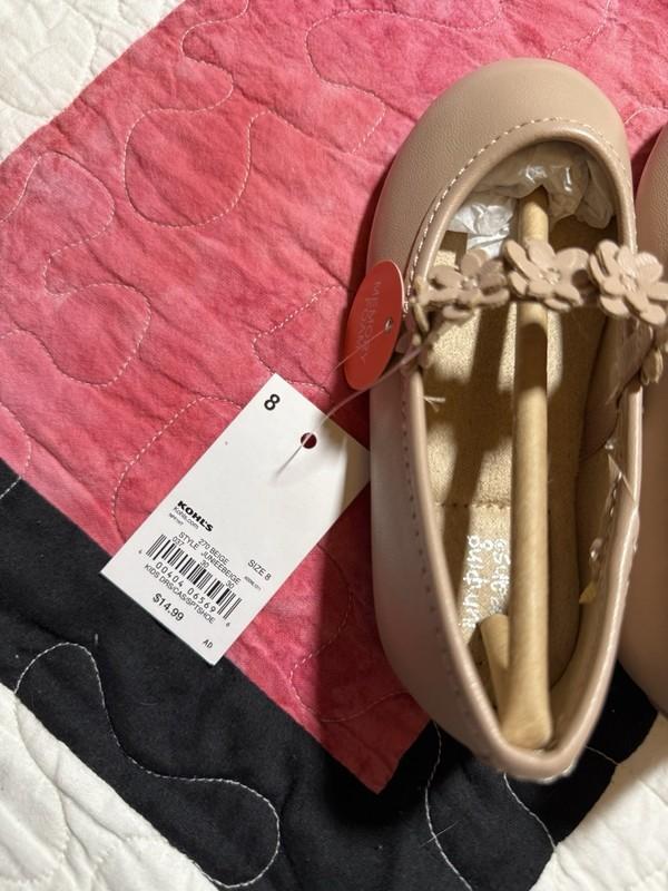 Jumping Beans Toddler Girls' Beige Floral Flats Shoes Size 8T NEW