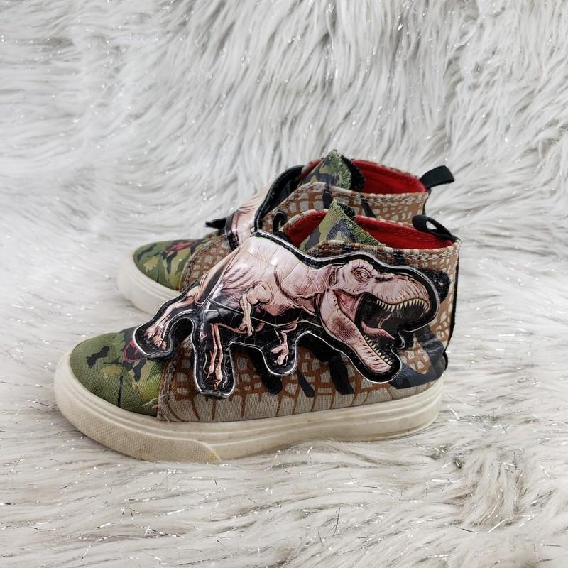 JURASSIC WORLD T-Rex Easy On Casual Hi Top Sneakers Toddler Kids Size 9
