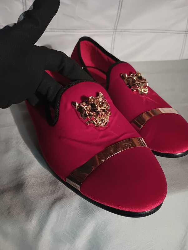 Justar Brand Men’s Royal Shoes Red Suede And Soles Gold Accents Size 11