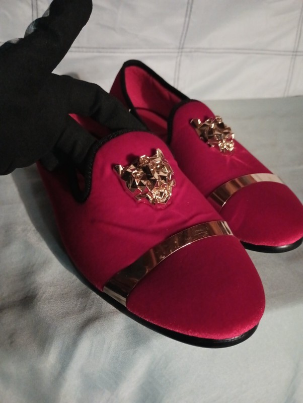 Justar Brand Men’s Royal Shoes Red Suede And Soles Gold Accents Size 11