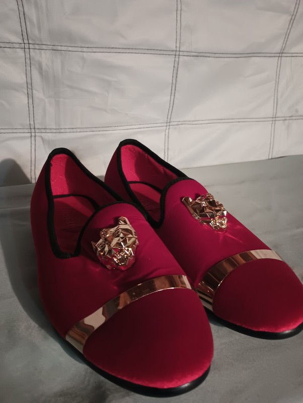 Justar Brand Men’s Royal Shoes Red Suede And Soles Gold Accents Size 11