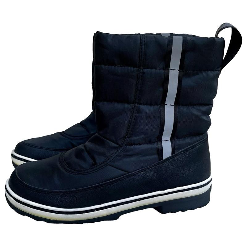 Justice Girls Black Winter Snow Boots SZ 3/5 M Waterproof Insulated Reflective