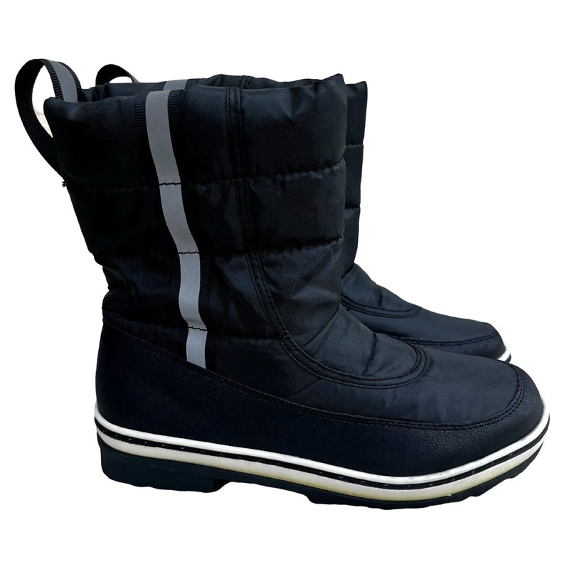 Justice Girls Black Winter Snow Boots SZ 3/5 M Waterproof Insulated Reflective