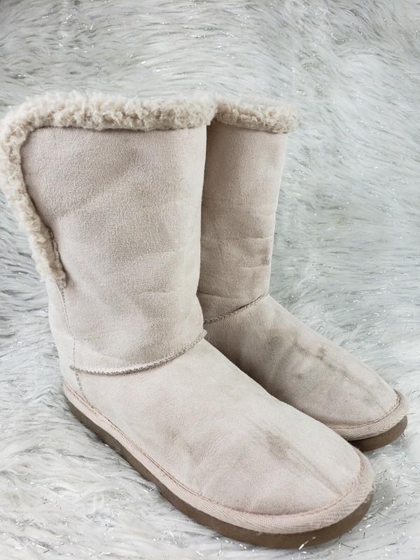 JUSTICE Girls Size 4 Slip On Faux Fur Booties Cream Ivory Style 120409