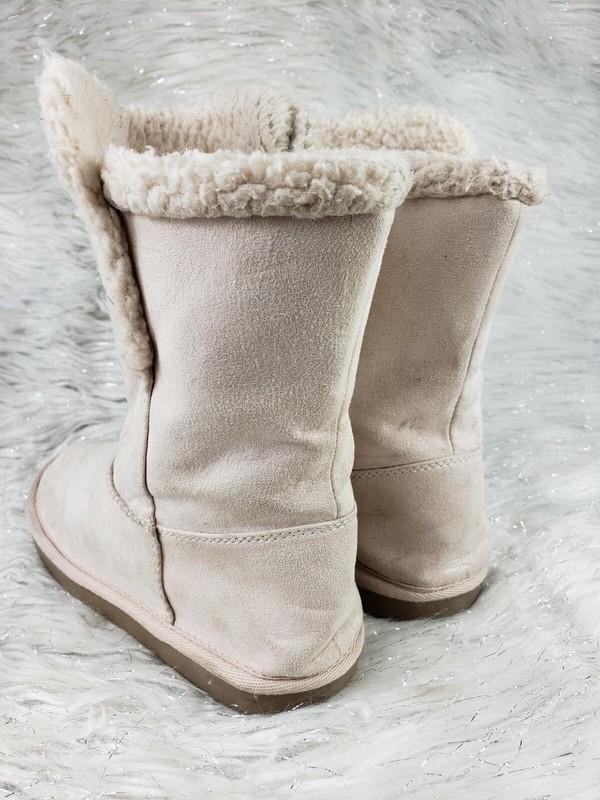 JUSTICE Girls Size 4 Slip On Faux Fur Booties Cream Ivory Style 120409