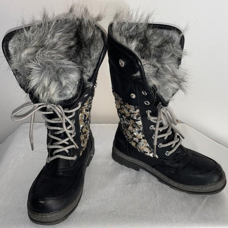 Justice Winter Boots W/ Sequins & Faux Fur - Girl's Size 3M - Fabulous