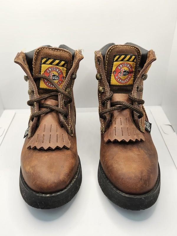 JUSTIN Juniors BROWN LEATHER KILTIE WESTERN Lace Up BOOTS SZ 13 D