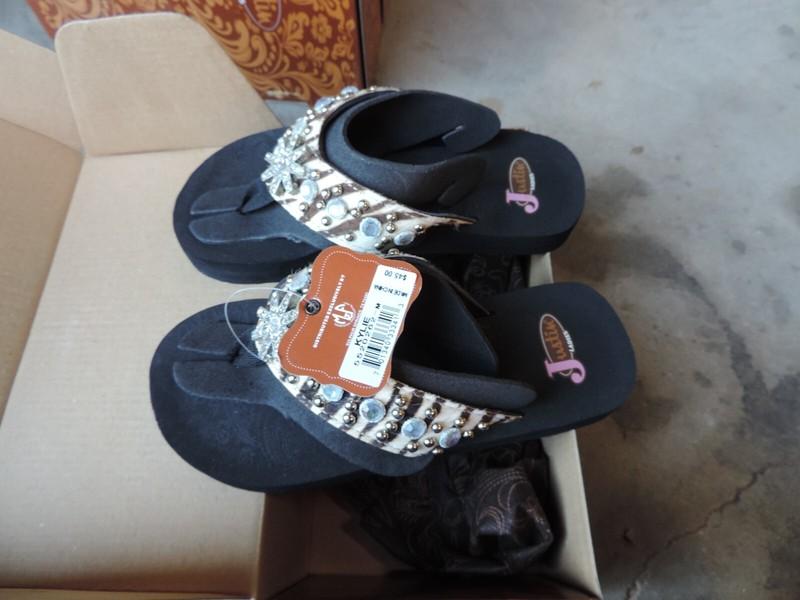 Justin Kylie 5520262-M Girls Size 1-2 Rhinestone Sandals
