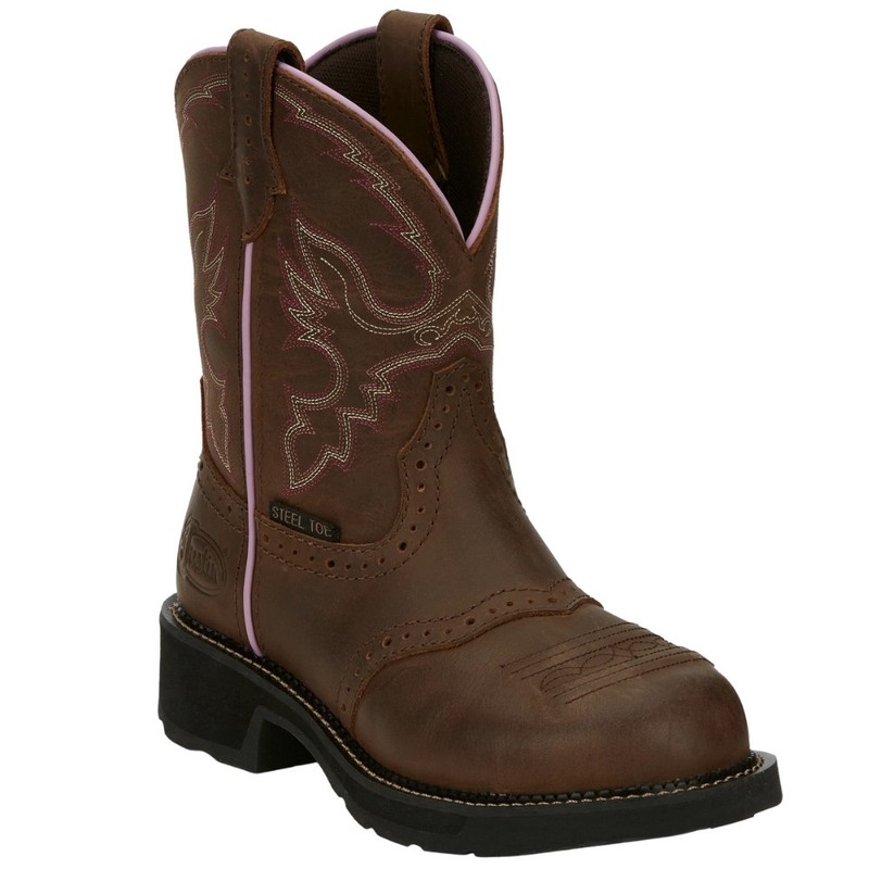 Justin Original Workboots Wanette 8 Inch Waterproof Steel Toe Work Womens Size