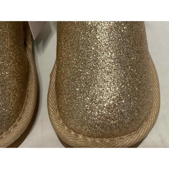 K KomforMe Girls Toddler Gold Glitter Faux Fur Winter Snow Boots US Size 7