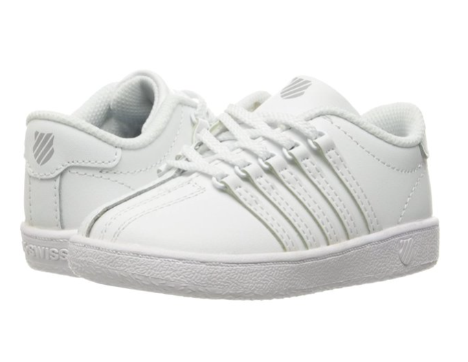 K SWISS CLASSIC VN WHITE/WHITE 23343-912-M LEATHER INFANT TODDLER BABYS SHOE
