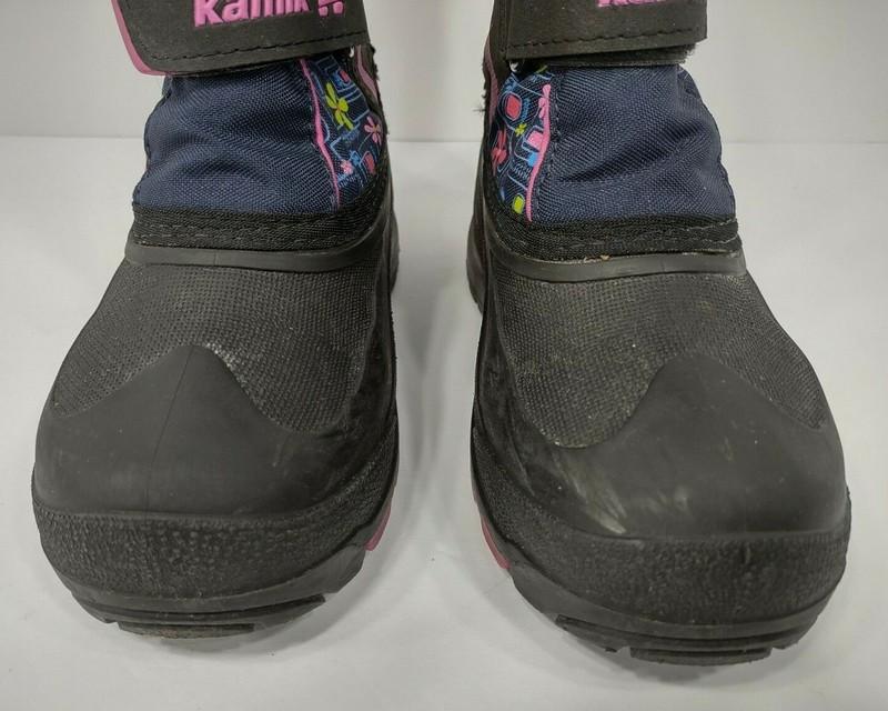 Kamik Blue Black Floral Print Snow Boots With Removable Liners Girls Kids Sz 3
