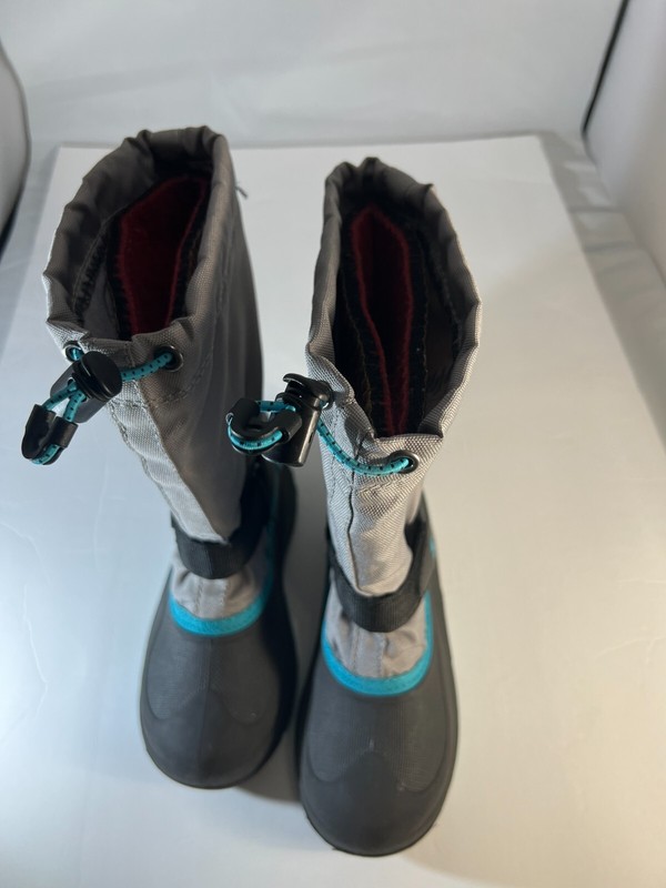 Kamik Kid Gray Saturday Winter Boots Drawstring Waterproof Moisture Wicking Sz 1