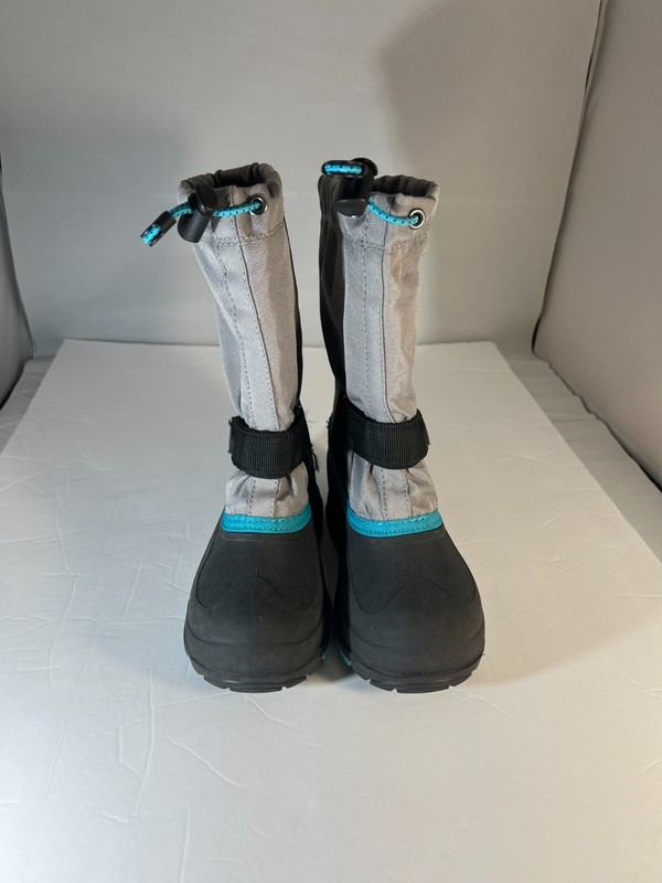 Kamik Kid Gray Saturday Winter Boots Drawstring Waterproof Moisture Wicking Sz 1