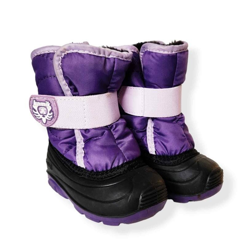 Kamik Snowbug Purple Winter Snow Boots Kids Girls Size 5 Pull On Warm Dry