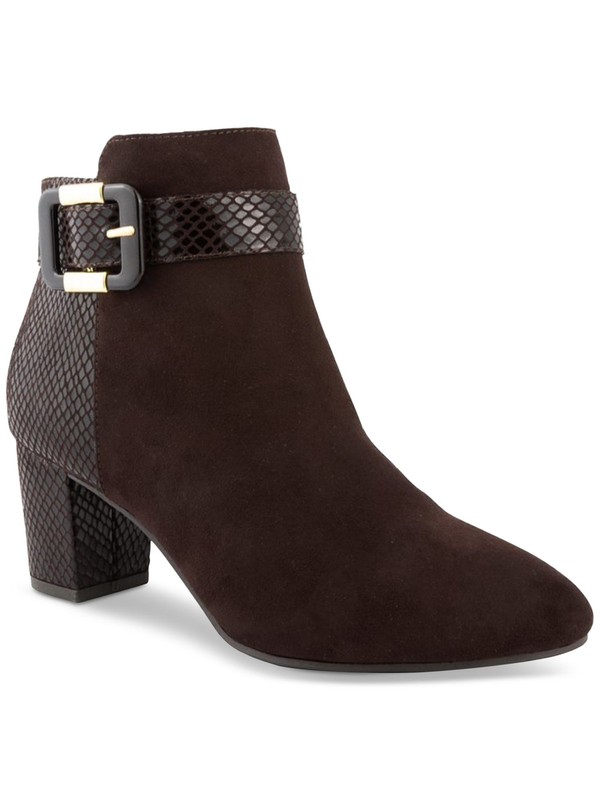 KAREN SCOTT Womens Brown Comfort Ivyy Almond Toe Block Heel Zip-Up Booties 9.5 M