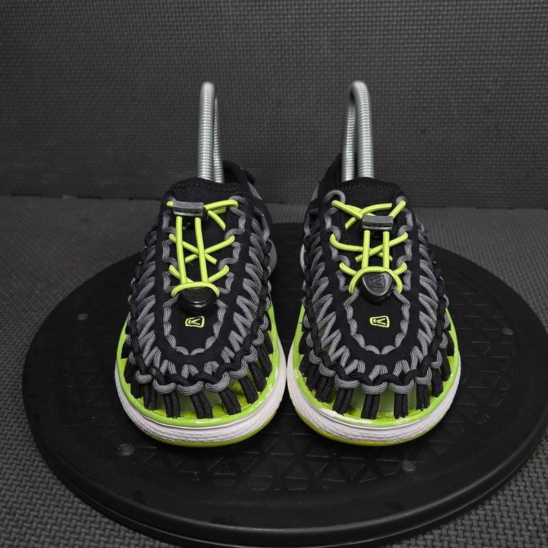 Keen Uneek Sport Sandals Boys Sz 2 Black Green Corded Closed Toe Water Shoes