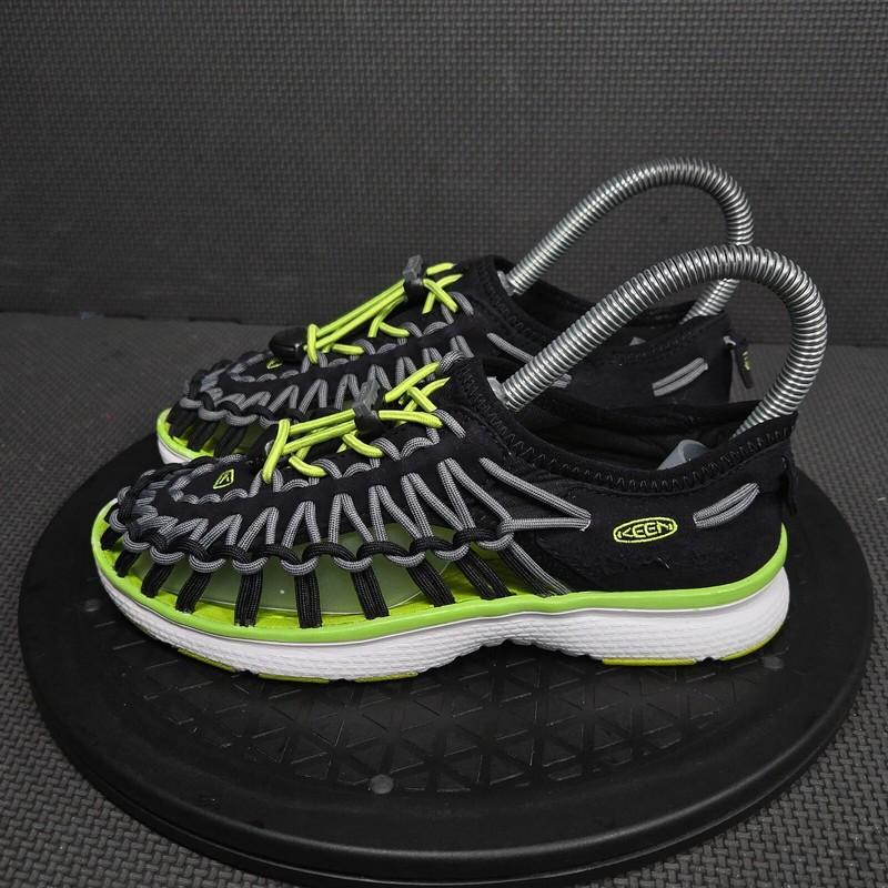 Keen Uneek Sport Sandals Boys Sz 2 Black Green Corded Closed Toe Water Shoes