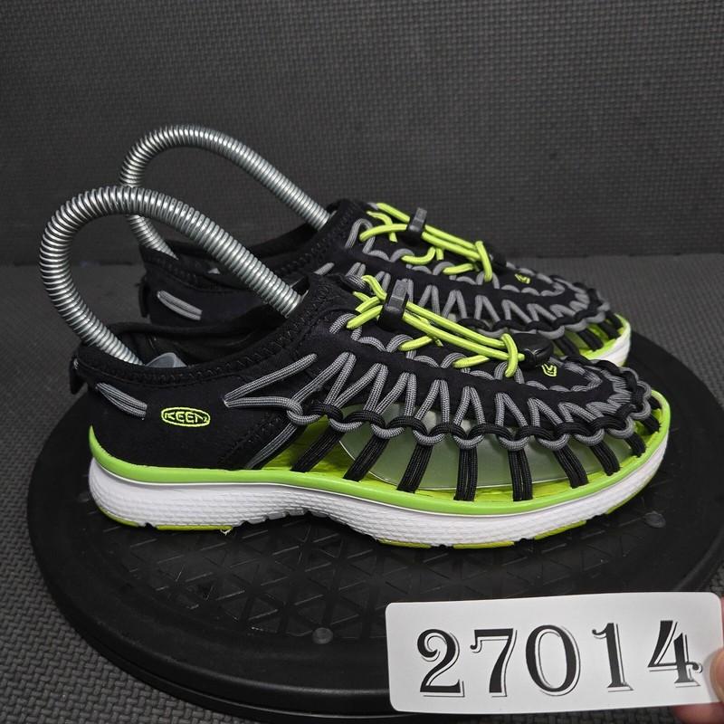Keen Uneek Sport Sandals Boys Sz 2 Black Green Corded Closed Toe Water Shoes