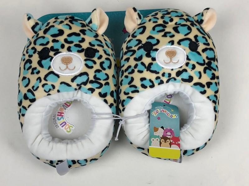 Kelly Toys Squishmallow Liv Teal Leopard Cheetah Plush Slippers NWT