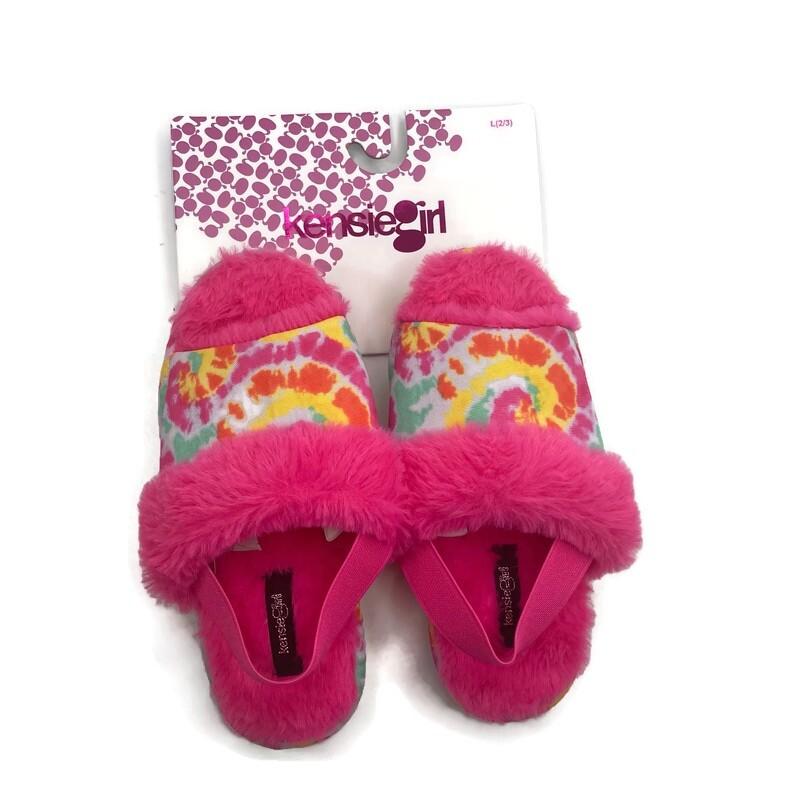 Kensie Girl Little Girls Pink Faux Fur Slippers Size L 2/3
