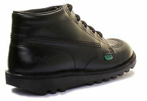 Kickers Kick Hi Lace Up Leather Boots Boy Shoes In Black Size US 4 - 7