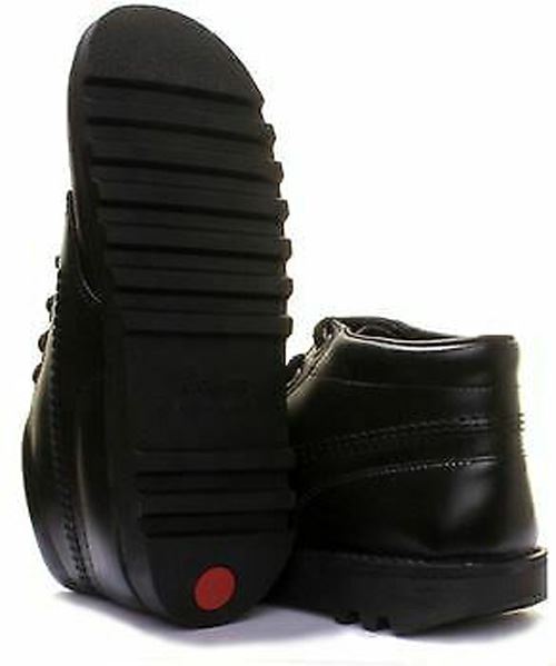 Kickers Kick Hi Lace Up Leather Boots Boy Shoes In Black Size US 4 - 7