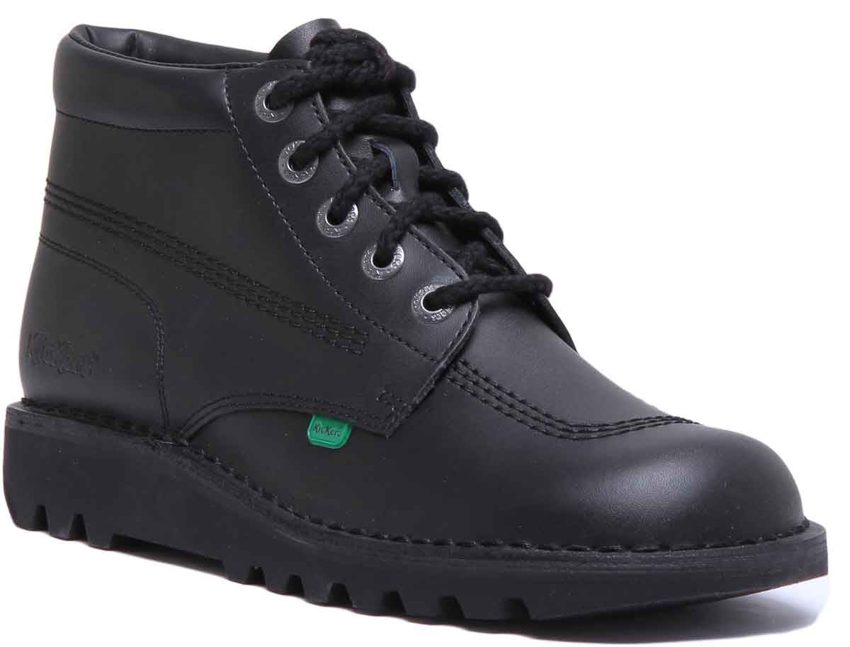 Kickers Kick Hi Leather Knee Hi School Boots Black US 7- 13