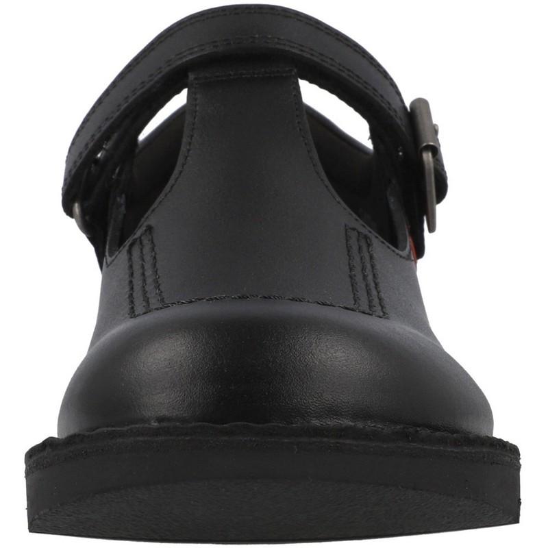 Kickers Kick T Vel Black T-bar Shoes Leather Hook & Loop Strap Classic Iconic