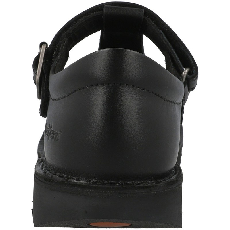 Kickers Kick T Vel Black T-bar Shoes Leather Hook & Loop Strap Classic Iconic