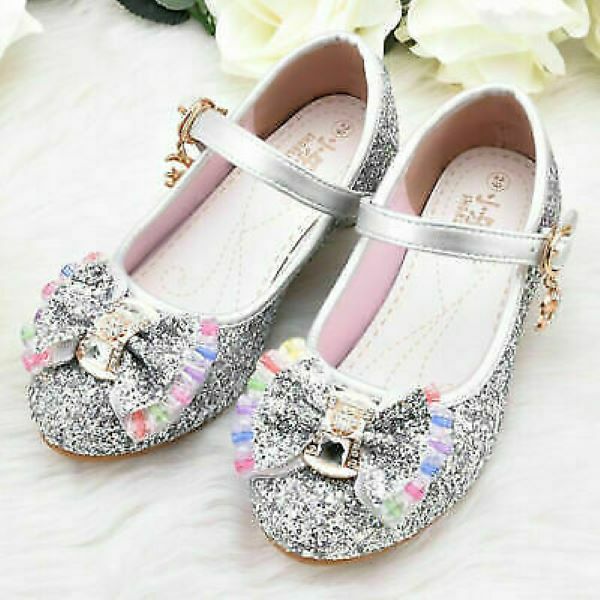 Kid Girl Princess Dress Party Sandals Cosplay Evening Sequin Glitter Shoes