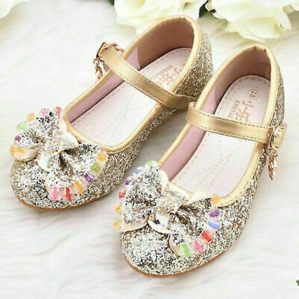 Kid Girl Princess Dress Party Sandals Cosplay Evening Sequin Glitter Shoes