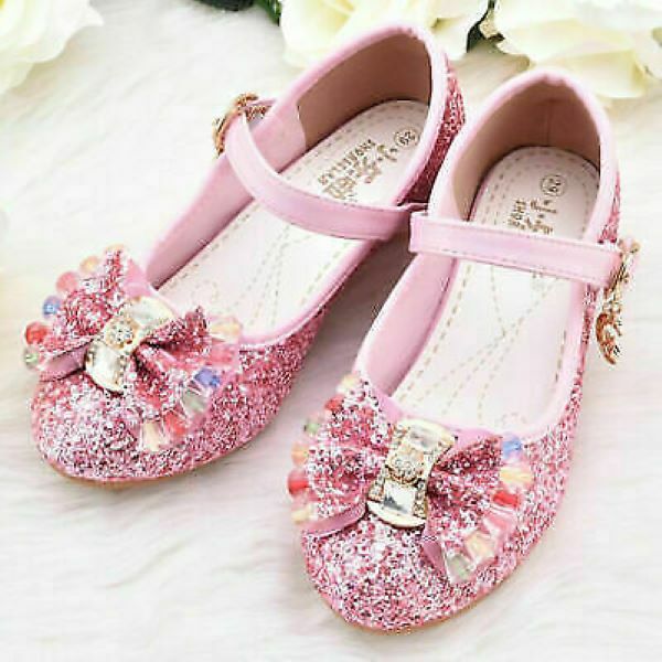 Kid Girl Princess Dress Party Sandals Cosplay Evening Sequin Glitter Shoes