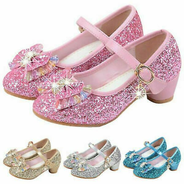 Kid Girl Princess Dress Party Sandals Cosplay Evening Sequin Glitter Shoes