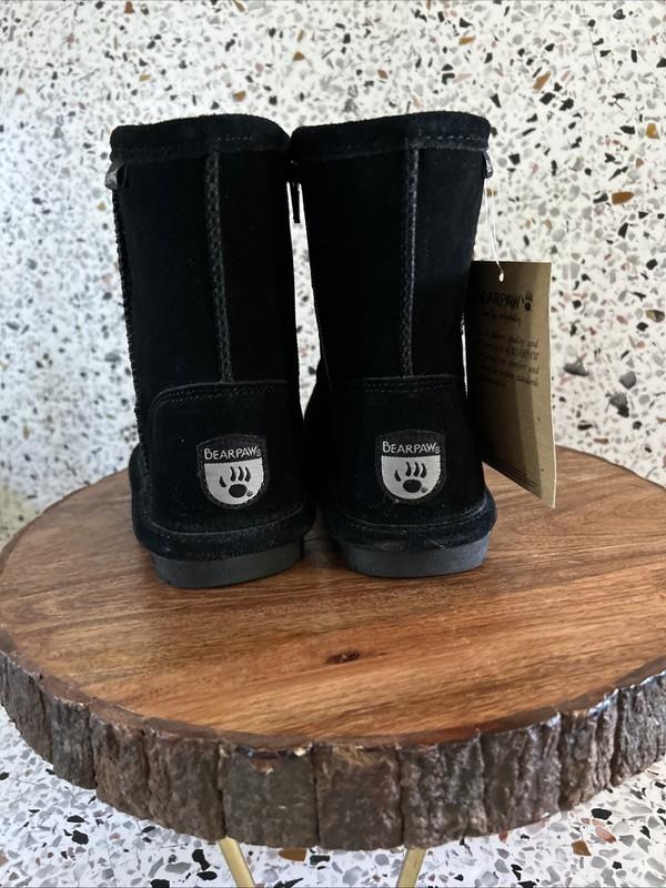 Kids Black Bear Paw Suede Shearling Boots Size 12 Boys Girls