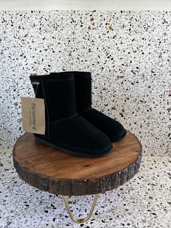 Kids Black Bear Paw Suede Shearling Boots Size 12 Boys Girls