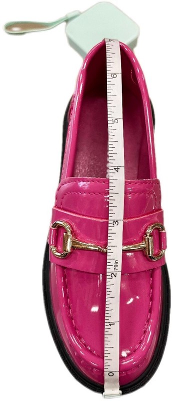 Kids Girl Faux Leather Slip On Platform Chunky Block Heel Loafers Size 9-4
