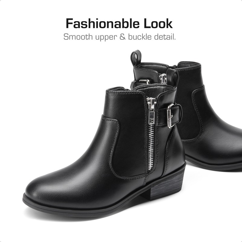 Kids Girls Fashion Ankle Boots 1.18 Inch Low Heel Side Zipper Boots