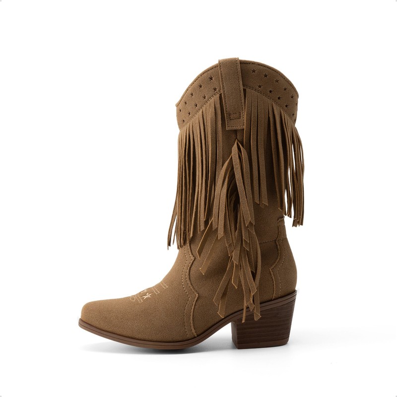 Kids Girls Western Boots Cowboy Boots Tassel Fringe Comfort Mid Calf Boots