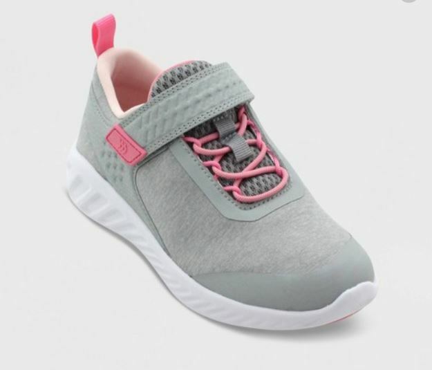 Kids' Jet Power Strap Sneakers Grey/Pink - All In Motion - SIZE 4