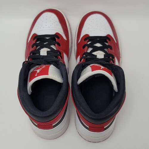 Kids Nike Air Jordan 1 Mid Chicago GS Red White Black Sneakers 5.5Y 554725-173