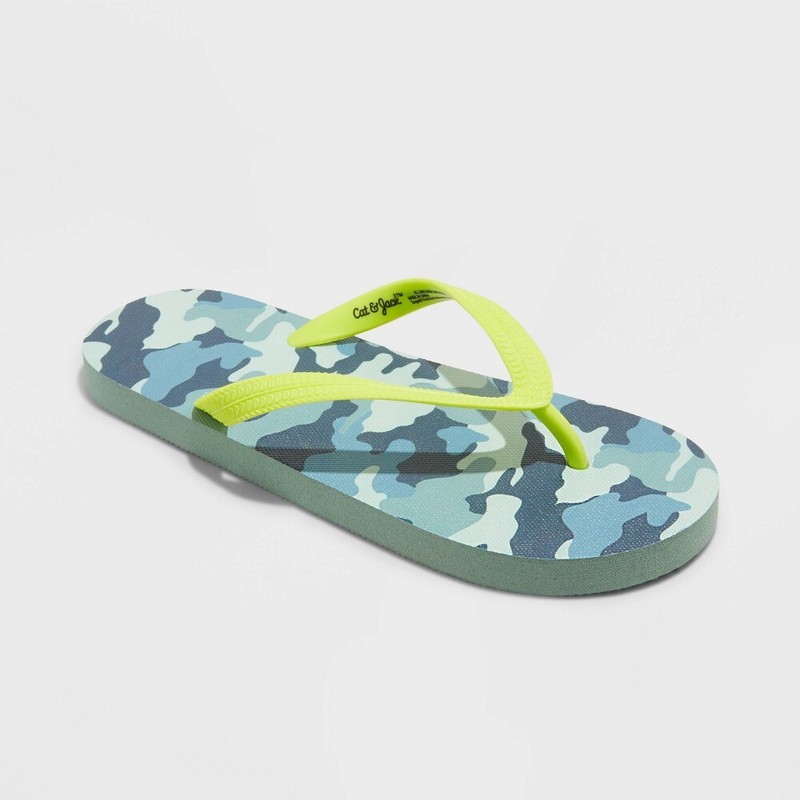 Kids' Sam Camo Print Slip-On Flip Flops - Cat & Jack™ Sage Green XL